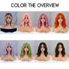 MISS WIG Women Shoulder Length Wavy Wig with Natural Bangs Synthetic Fiber Pink Short Wavy Wig Daily Wear