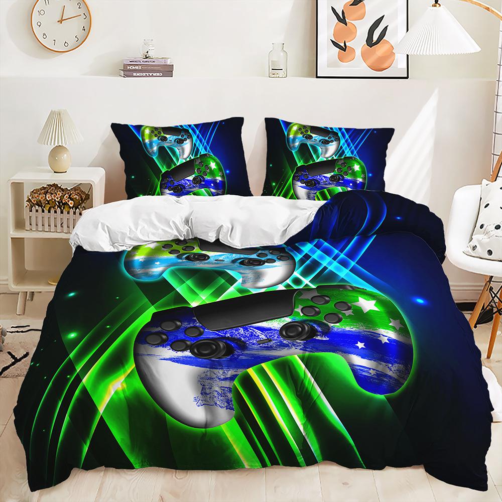Комплект постельного белья с 3D-игровой ручкой, игровой автомат, пододеяльник для комнаты для мальчиков, 2/3 предмета, мягкая молния DE135 * 200, полноразмерное украшение для спальни из микрофибры