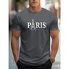 Мужская хлопковая футболка с принтом в виде надписи PARIS, летняя, свободного кроя, повседневная, удобная, с круглым вырезом и короткими рукавами, топ