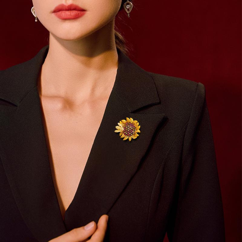 Новая брошь в стиле ретро, элитная и маневренная брошь «Пчела-Маргаритка», женская брошь, брошь «Подсолнух», брошь «Темперамент», брошь-булавка