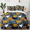 Halloween Quilt Cover Set Pumpkin Bat Spider Web Holiday Theme Bedding Set 3pcs Set Fun Halloween Decor Quilt Cover Set