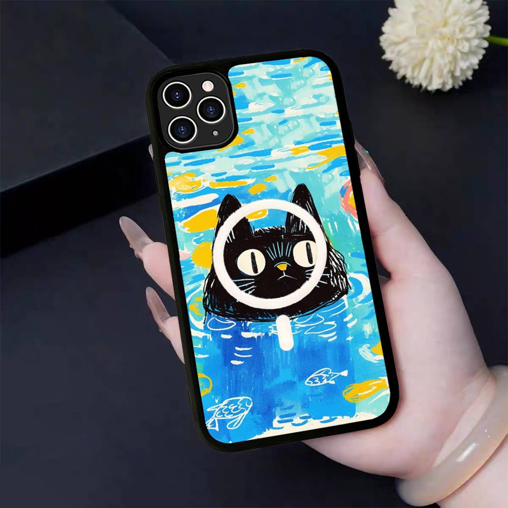 A Cute Comic Cat For Magsafe Magnetic Phone Case For IPhone 17 16 Pro Max 15 Plus 14 13 12 11 Cover