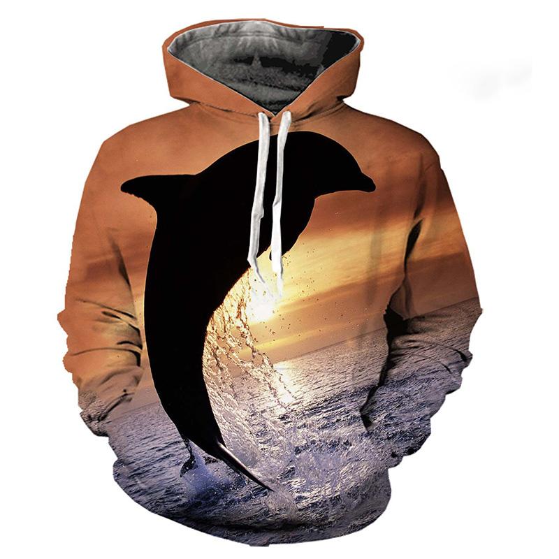 Толстовки с дельфинами Kawaii Animal 3D Print для мужчин и женщин, с капюшоном, свободные свитера Harajuku, спортивные костюмы Y2k, топы, детская одежда