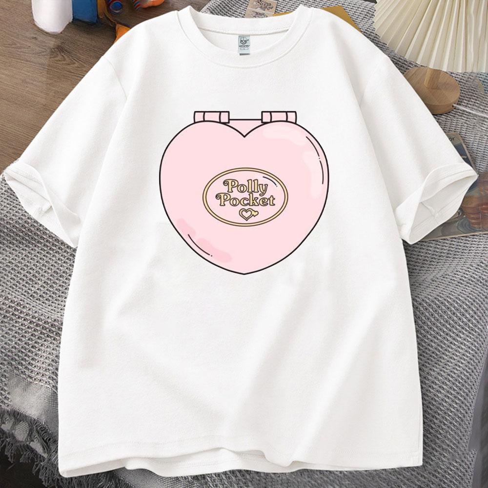 ZX Футболка Polly Pocket с принтом Топы Polly Pocket Буквенная одежда Дышащие Camisetas Ностальгия Ретро Высококачественные хлопковые топы