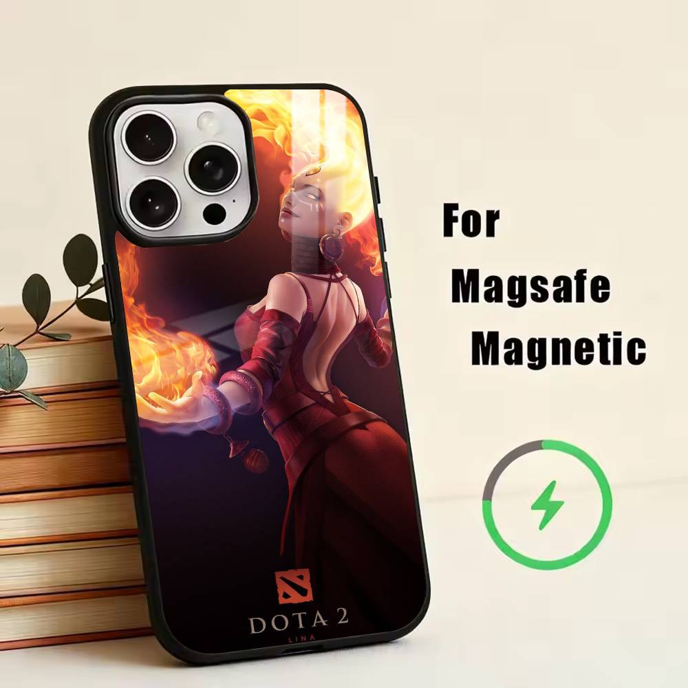 Игры D-Dota 2 Чехол для телефона для iPhone17,16,15,14,13,12,11 Plus,Pro Магнитный с беспроводной зарядкой Magsafe