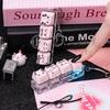 MAIMOOO Keychain Tester Fingertip Toy And Stress Reliever Cute Pink Glowing Cat Mini Keyboard Pendant (Translucent/Opaque).