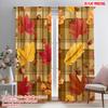 2pcs,2D Plane Printing Popular Curtains Autumn Leaves Plaid Pattern Versatile 100% Polyester (without Rod) Outdoor Decorations