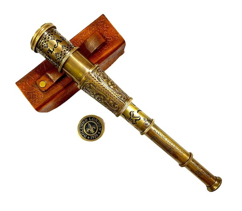 1920 Telescope – Brass Nautical Spyglass with Case for Collectors & Décor