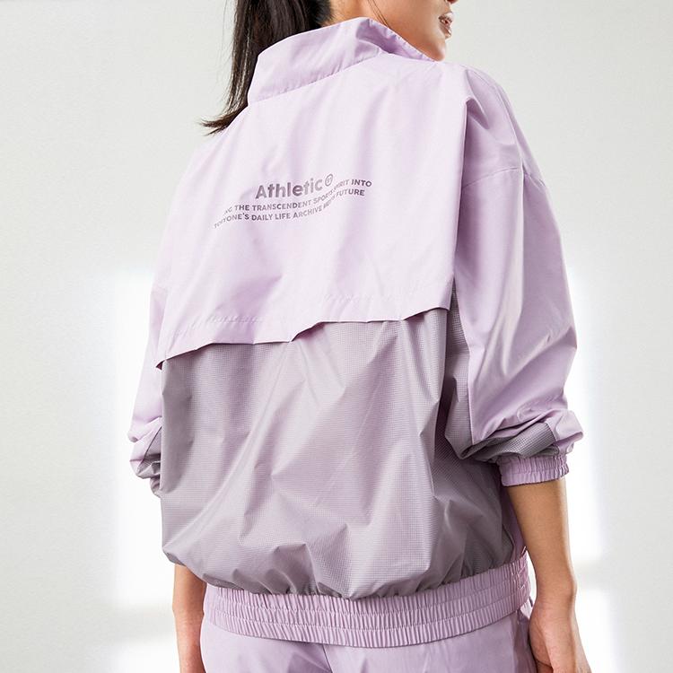 Anta Куртка Training Series с длинным рукавом и принтом букв, застежкой-молнией и воротником-стойкой, женские куртки розового цвета 162217608-2