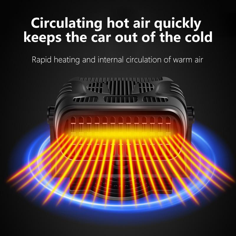 Car Heater 12V 24V Automatic Hot Air Blower Electric Fan Windshield Defogging Demister Defroster Rotation Powerful 2 In 1