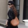 Crescent Bag Women Split Leather Semi Round Shoulder Bags Large Ladies Leather Crossbody Tote Bag