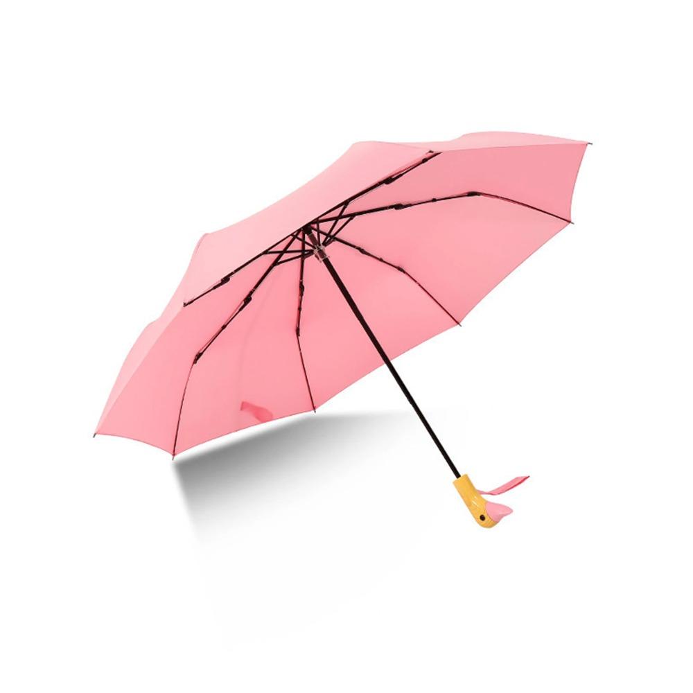 Зонт в виде утки, симпатичный черный мультяшный зонт от солнца с клеем и деревянной ручкой, маленький желтый зонт в виде утки