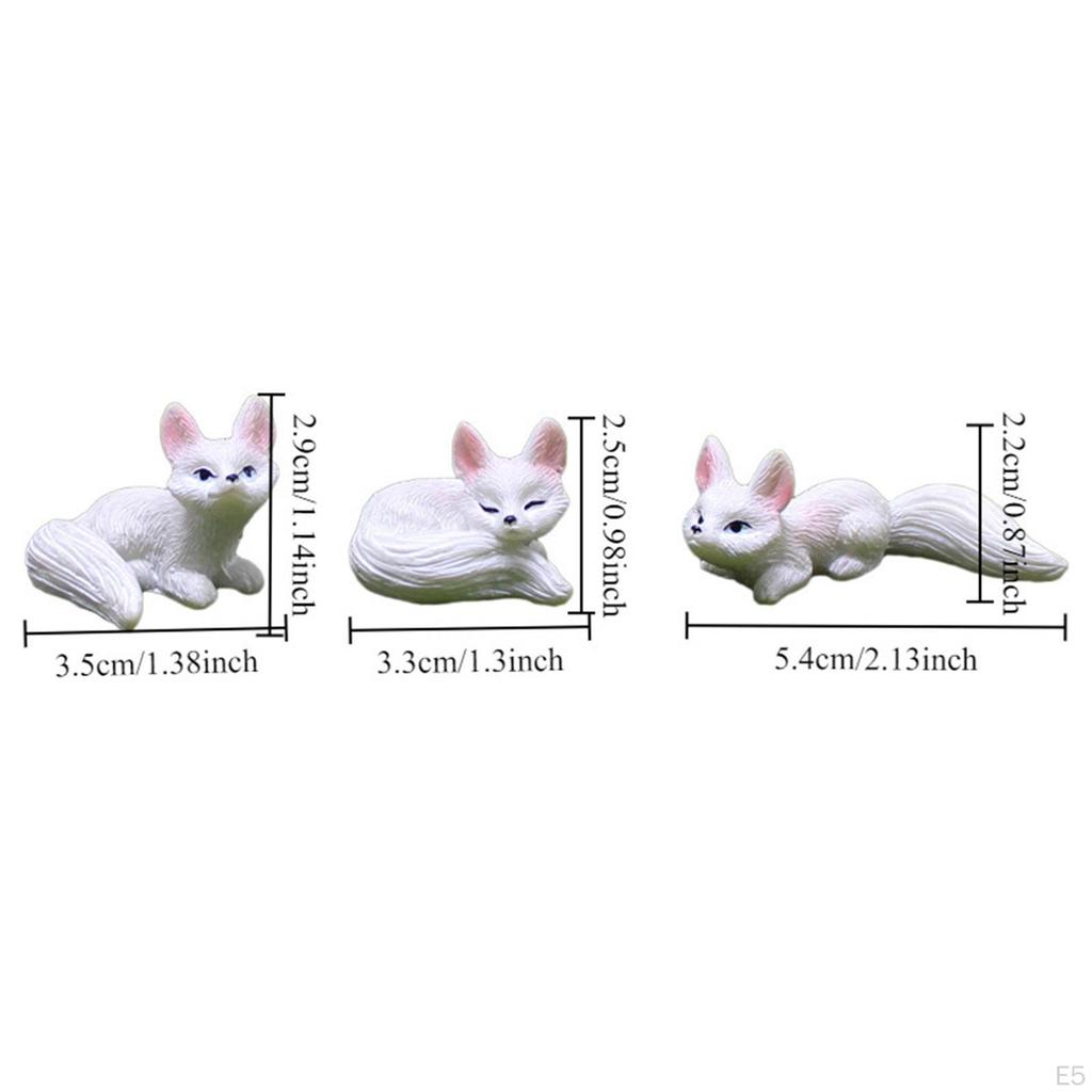 3 Pieces Garden Fox Miniature Figurines Animal Statues Centerpiece Decorative Creative