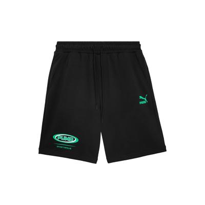 Puma Классические танцевальные шорты с принтом логотипа и буквами, на шнуровке, прямые повседневные шорты унисекс, черные 627177-01