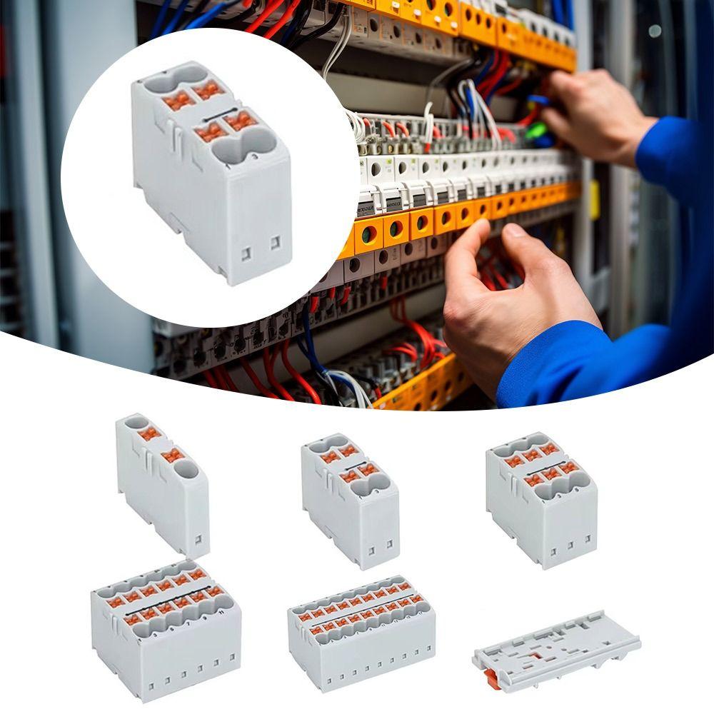 2/4/6/12/18 Connection Block Connector Wire Electrical Connectors  Mount On Din Rail