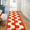 Retro Orange & White Wavy Geometric Print Runner Rug, Non-Slip Washable Durable Mat for Entryway, Hallway, Bedroom & Home Decor