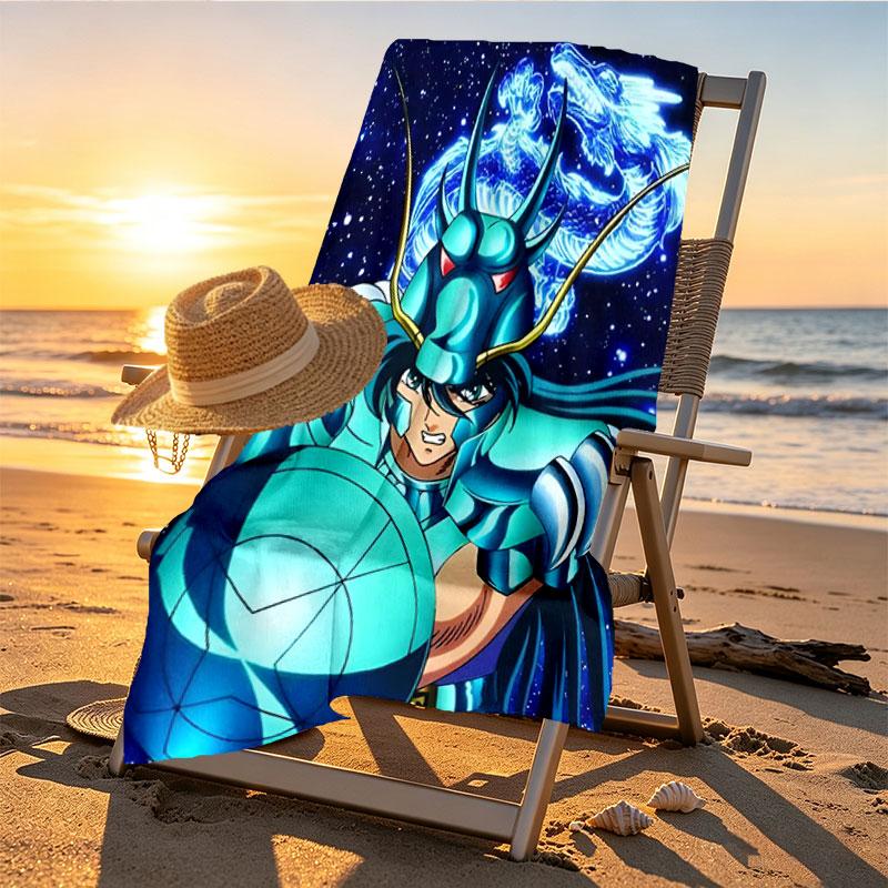 Saint Seiya Print Beach Towel Design, Soft, Lightweight. for Home Bathroom, Spa, Pool, Yoga, Surfing, Camping, Gift for Family, Friend
