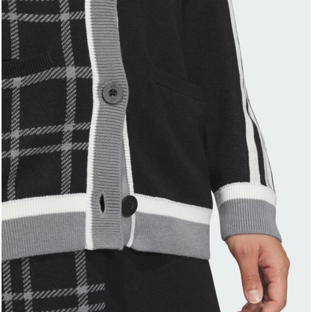 Adidas Golf 24fw Women S SeaSonal Knit Cardigan Pulley faShion 3S Checked Cardigan iS4754 Black