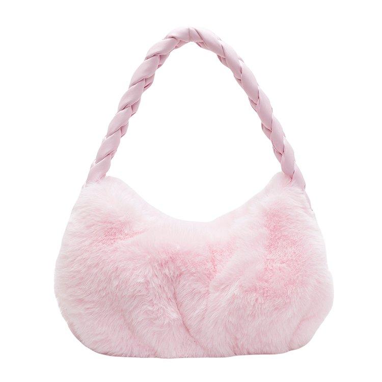 Осенне-зимняя новая плетеная плюшевая сумка подмышкой, симпатичная, простая, нишевая, дизайн, высокая вместимость, универсальная, женская