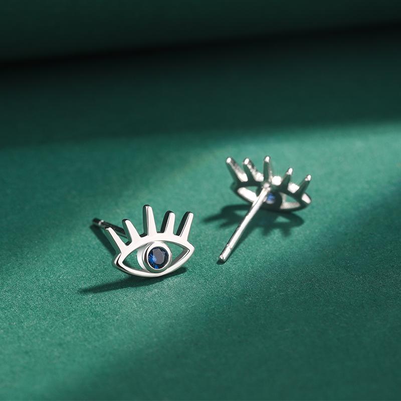 Creative Eye Shape S925 Silver Earring for Women's Simple Zircon Earrings Jewelry Anniversary Gift Sterling Silver Jewelry