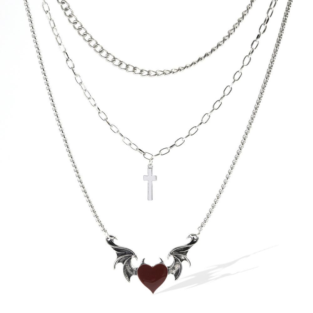 Modern Alloy Heart And Wing Necklace Stylish Versatile Jewelry For Women