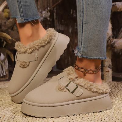 Большой размер Мао Мао однопедальные повседневные полуволочащиеся сноубутсы новые замшевые хлопковые ботинки на толстой подошве