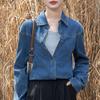 Blue Denim Shirt Women's Design Niche Shirt Winter Retro Hong Kong Style Loose Long-sleeved Casual Top
