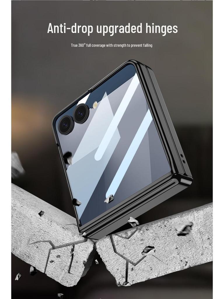 Чехол для Samsung Z Flip7: Вращающаяся на 360° подставка с беспроводной зарядкой, совместимая с Flip6, Прозрачная защитная крышка петли