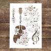 A4 Size Decorative Reusable Guitar Stencil Template Painting Stencils for DIY Crafts Scrabooking Painting On Wood,Canvas,Floor,Wall and Tile