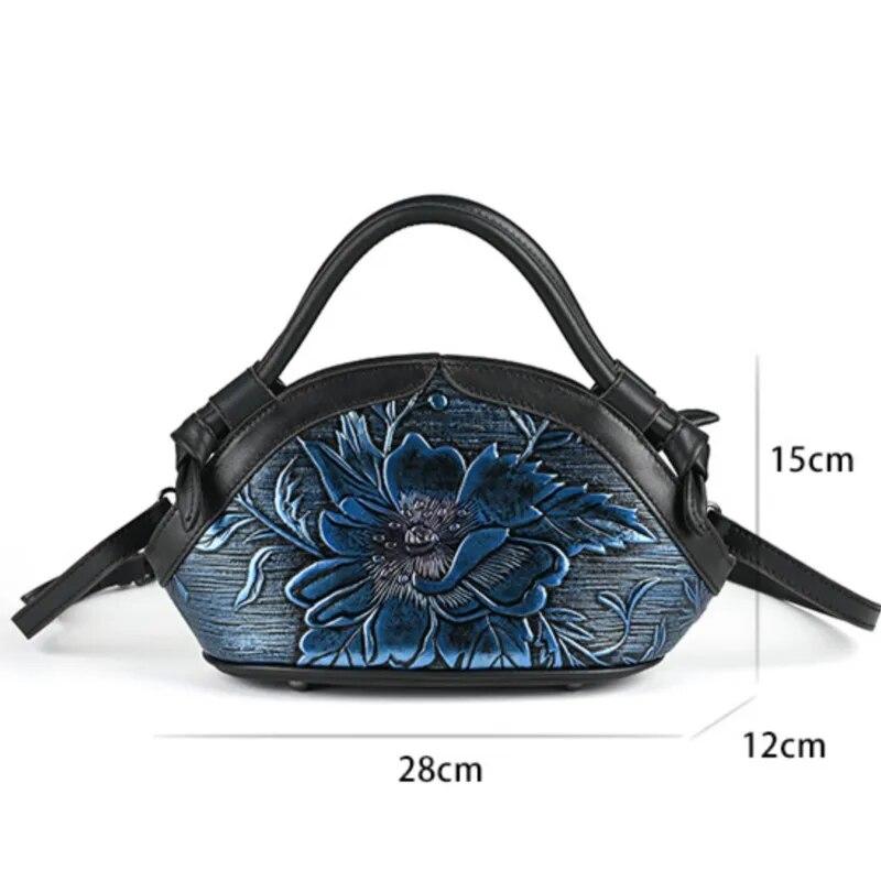 Johnature Ретро-сумка ручной работы из натуральной кожи с тиснением, женская сумка, универсальные сумки из воловьей кожи на плечо и через плечо