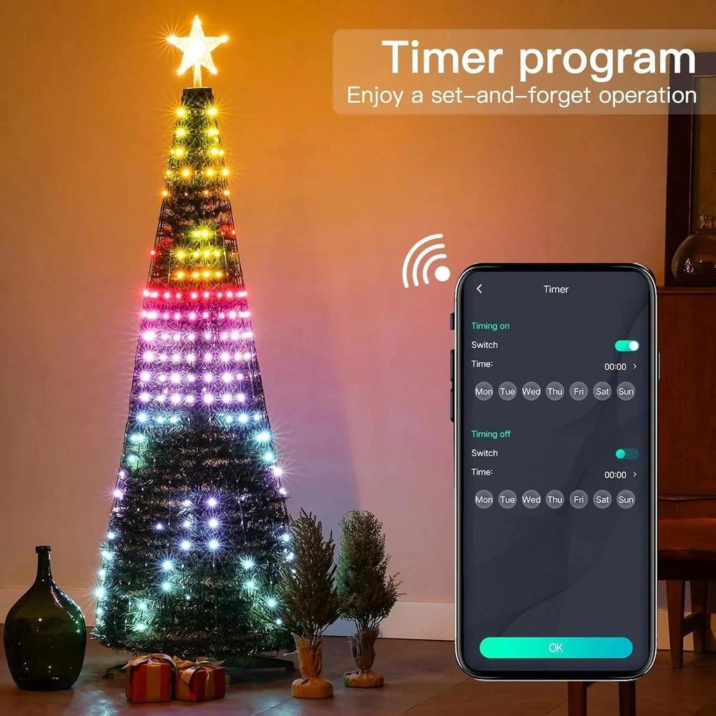 Smart Christmas Tree Light 400 LEDs Fairy String Light APP Remote Music Sync DIY Color Changing Outdoor Indoor Xmas Tree Decor
