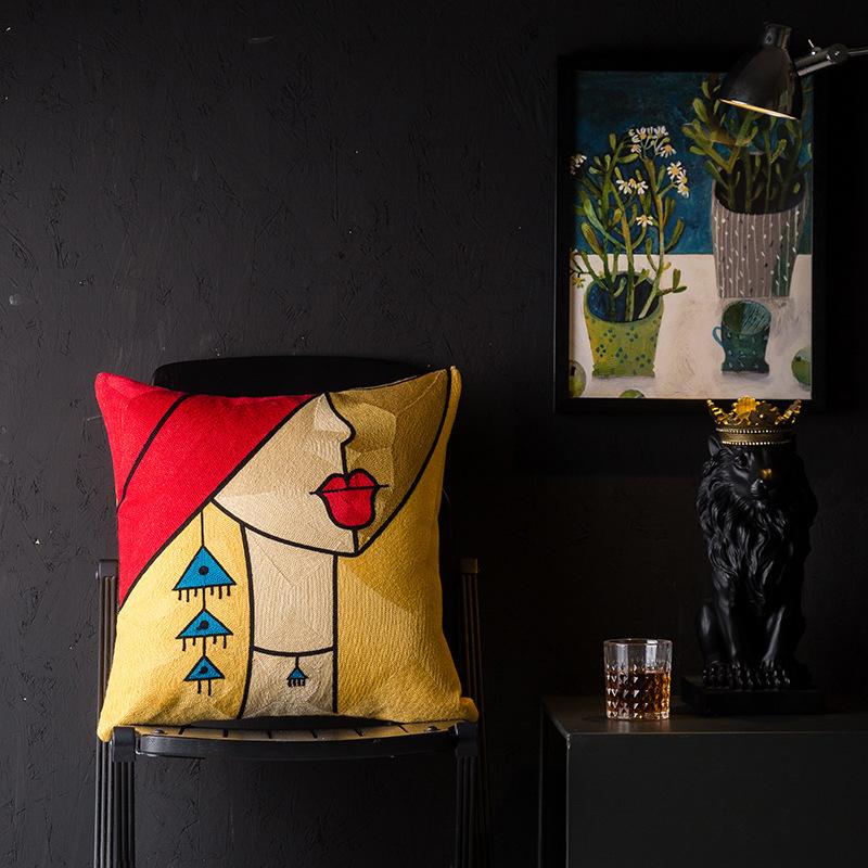 Чехол для подушки в стиле кантри в европейском и американском стиле с изображением Пикассо для гостиной, вышитая подушка для прикроватной подушки