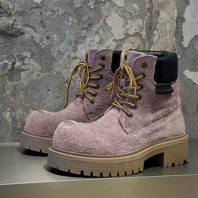 Мужские и женские резиновые ботинки, пара, на толстой подошве, увеличивающие рост, в британском стиле, повседневные, с большим носком, ботинки Мартина 43156-44156-J