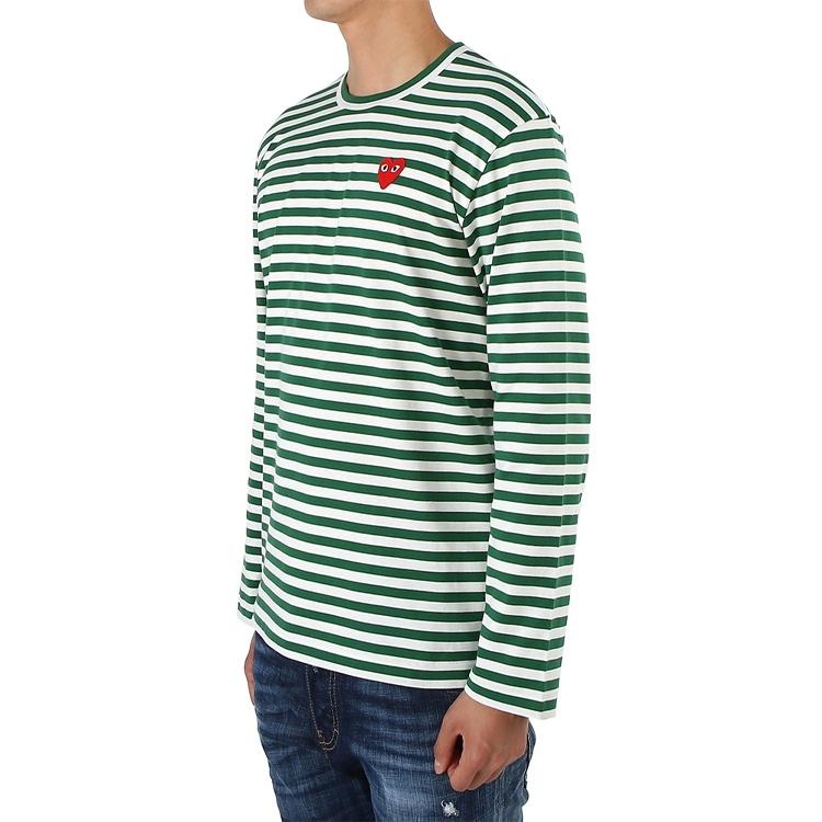 Comme des Garçons PLAY COMME des GARCONS PLAY Полосатая футболка с длинным рукавом 'Зеленая' Мужская AZ-T164-051-3