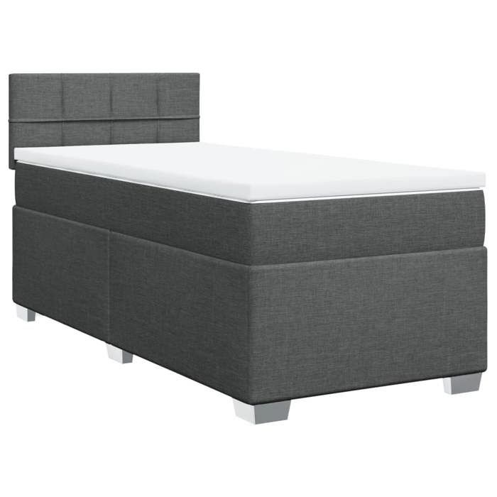 Maison Exclusive - Sommier à lattes de lit et matelas Gris foncé 90x190 cm Tissu