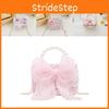 Trendy Girl's Pearl Handbag Stylish Lace Bowknot Princess Shoulder Bag For Kids