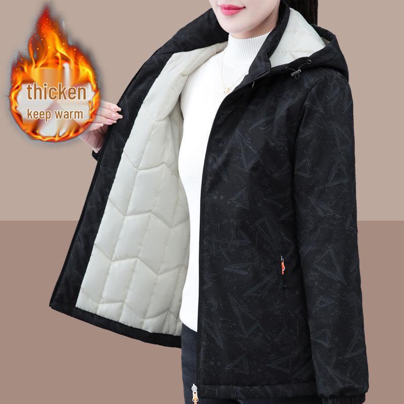 2024 Женская зимняя теплая хлопковая куртка с капюшоном для женщин среднего и пожилого возраста