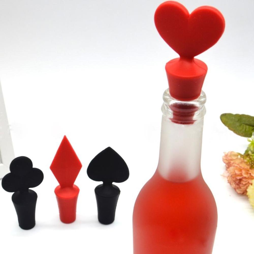 Cork Stopper Fresh Wine Keeper Bottle Plug Poker Shaped Wine Stoppers Silicone Red Wine Bottle Cap