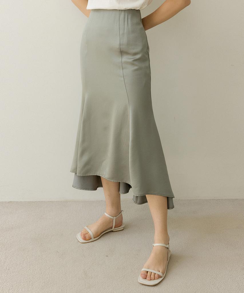 Riorg Draw Panel Long Skirt Ash Green