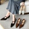 Pointed Hollow Thin Heel Mary Jane Shoes Spring and Autumn New Niche T-buckle with Shallow Mouth Single Shoes Women