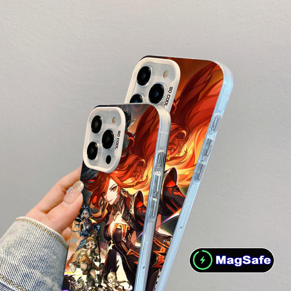Game GI Mavuika White Translucent MagSafe Mobile Phone Case for iPhone 17 16 15 14 13 12 11 X XR XS 8 7 Air Pro Max Plus Cover