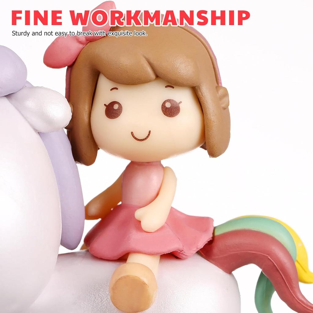 Toyvian Mini Unicorn Cake Decor Cartoon Unicorn Cake Topper Resin Figure Unicorn Cake Topper for Little Girl Birthday Party Decor Kids Unicorn Figure