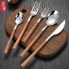 Stainless Steel Imitation Wooden Handle Tableware Set Western Tableware Tableware Clip Knife Fork Teaspoon Five-piece Set