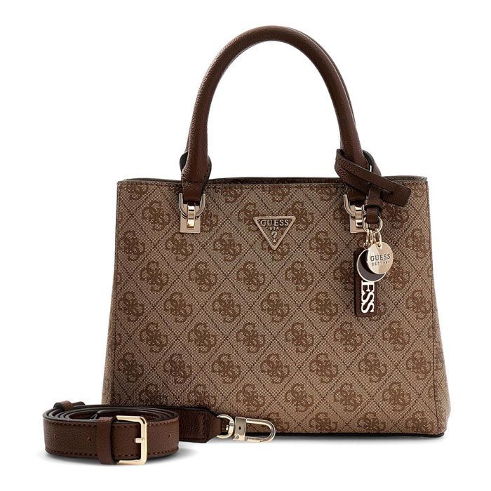 GUESS Sac à main brun clair marron pour femme - Noelle II Multi Compartment Satchel S Latte Logo / Brown 327666