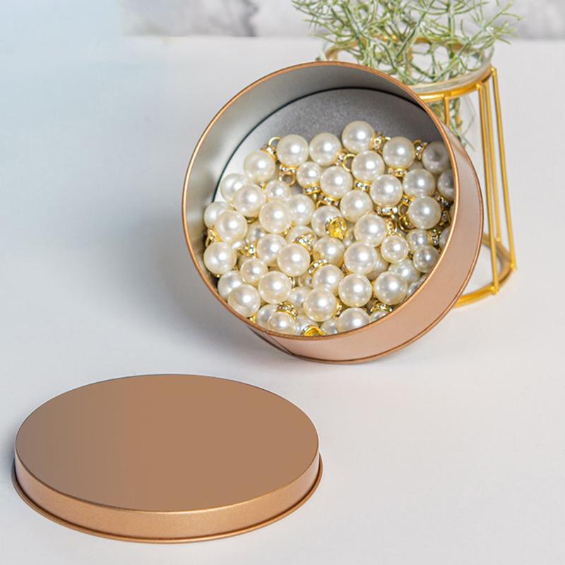 Круглые жестяные коробки Металлические контейнеры для хранения Гладкая поверхность Тонкая работа Декоративные Практичные Подарочные коробки для вечеринок