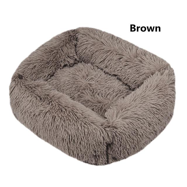 Square Dog Cat Bed with Side Cover Medium Large Sofa Plush Kennel Winter Warm Puppy Mat Nest Soft House Non-slip Basket Cushion