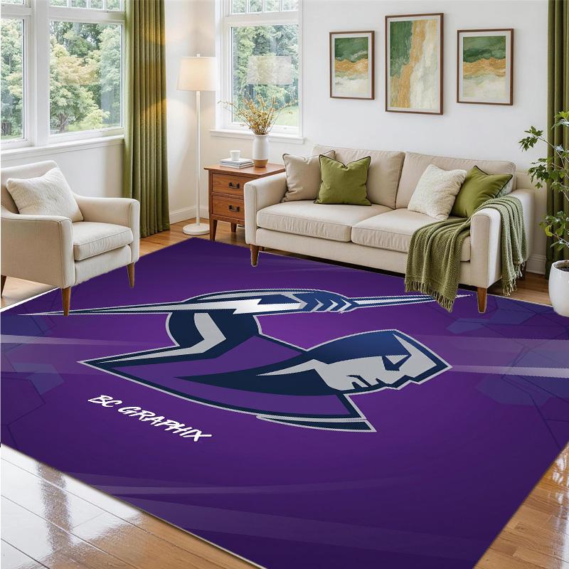 Melbourne Storm Design Crystal Velvet Rug Soft Decorative Mat for Bedroom Entrance