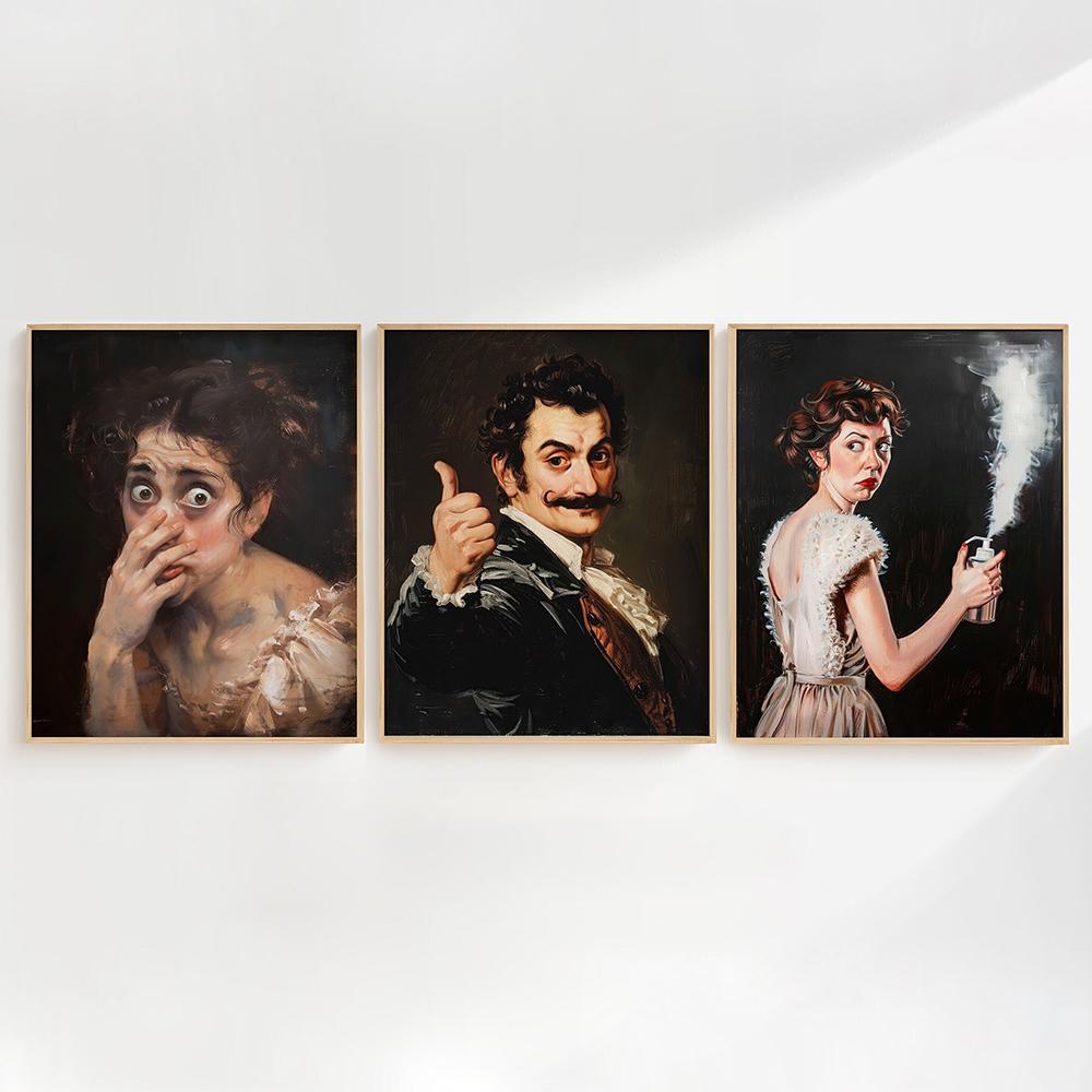 Abstract Vintage Funny Woman Portraits Posters Print Canvas Painting Wall Art Stinky Bathroom Pictures For WC Toilet Room Decor