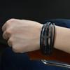 With Metal Magnetic Clasp Classic Single Layer Black 2025 New Hand Woven Leather Bracelet Men's Fashion Business Zircon Gift