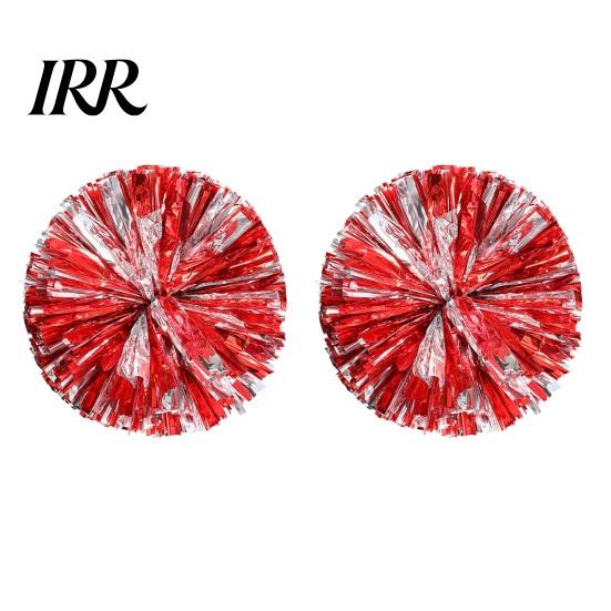 Cheer Squad Accessories 2 Pcs Cheerleader Pom Poms Metallic Holographic with Mini Cheerleading Balls Handle Ring for Sports Team Spirit Party